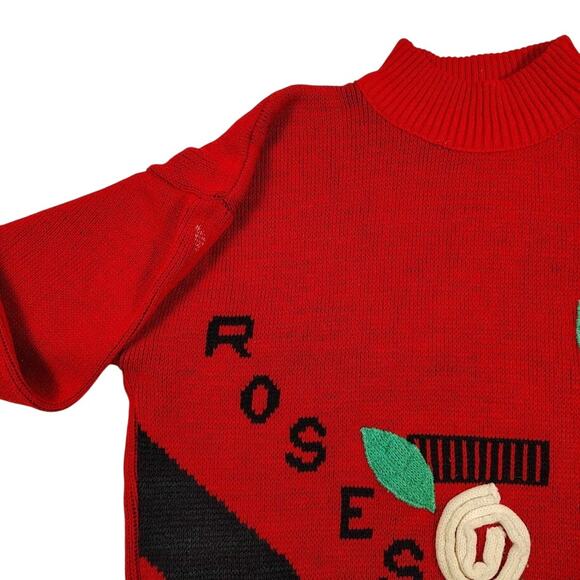 VTG Topsville Women's Red Floral Embroidered Sweater Size L **PLEASE READ** - Picture 14 of 16